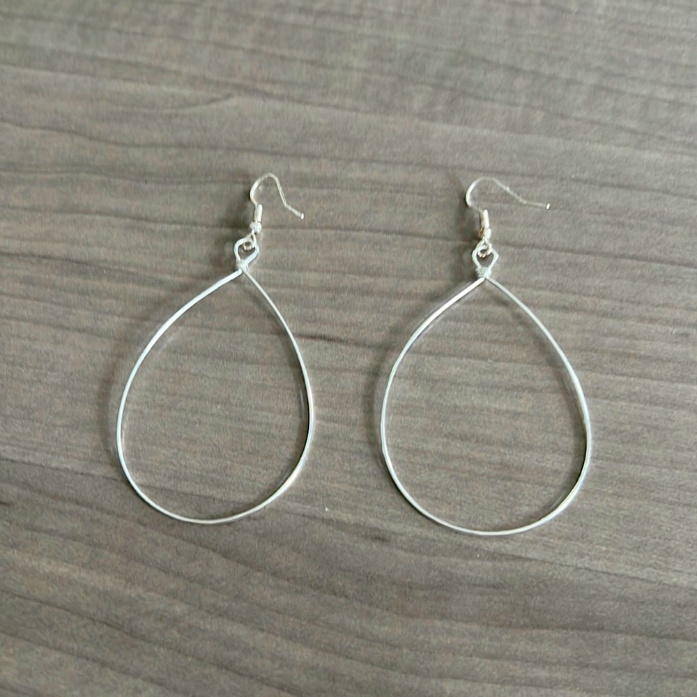 Silver oval hoop earrings